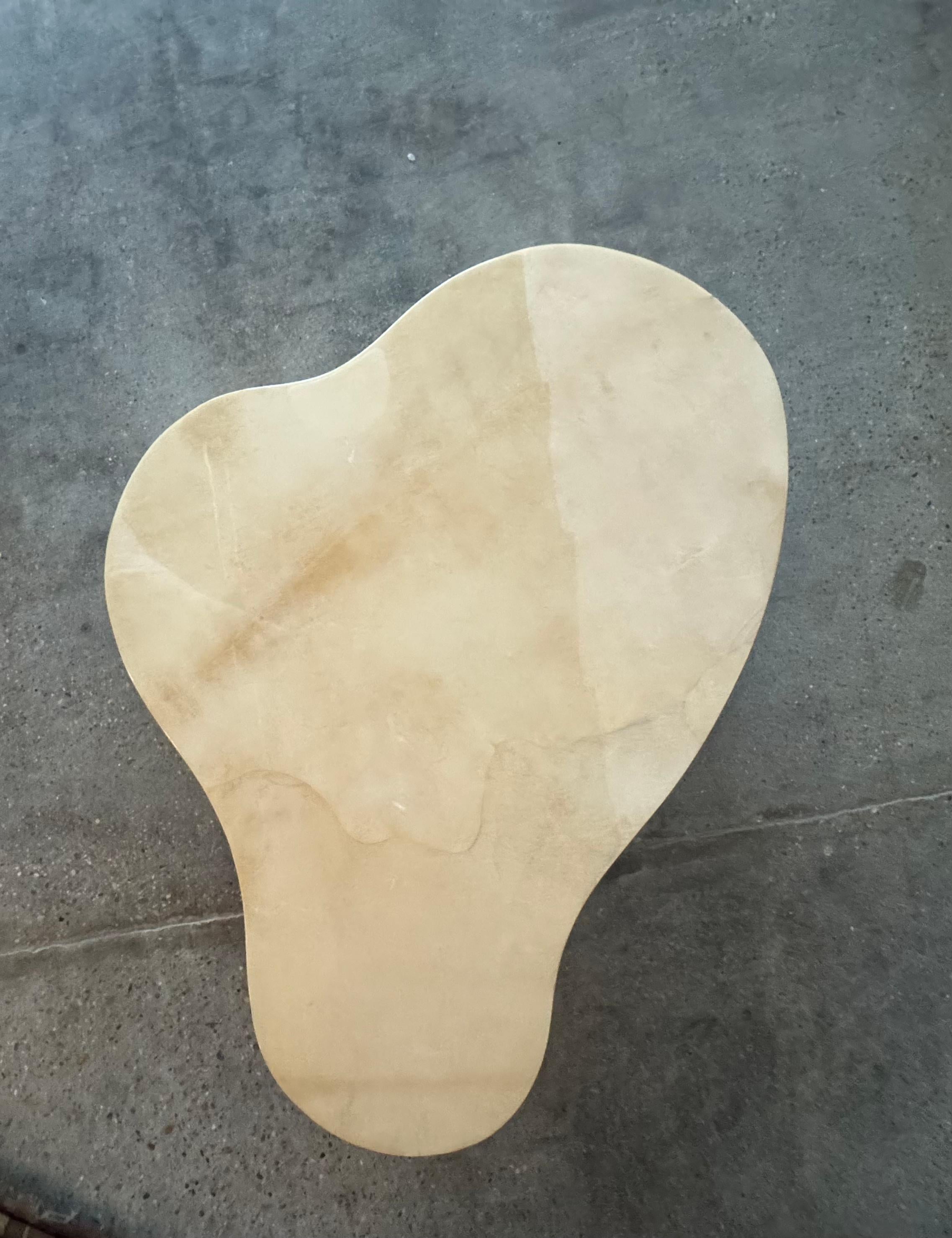 Karl Springer Free Form Coffee Table in Goatskin 1980s amoeba 1