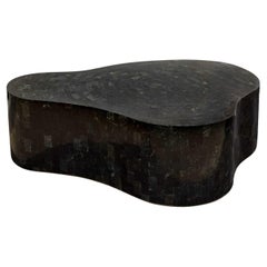 Karl Springer Freeform Coffee Table in Tessellated Black Marble 1980s 'Signed'