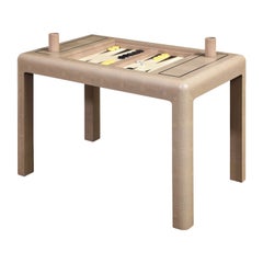 Karl Springer Game Table in Embossed Lizard with Chrome Accents 1990 'Signed'