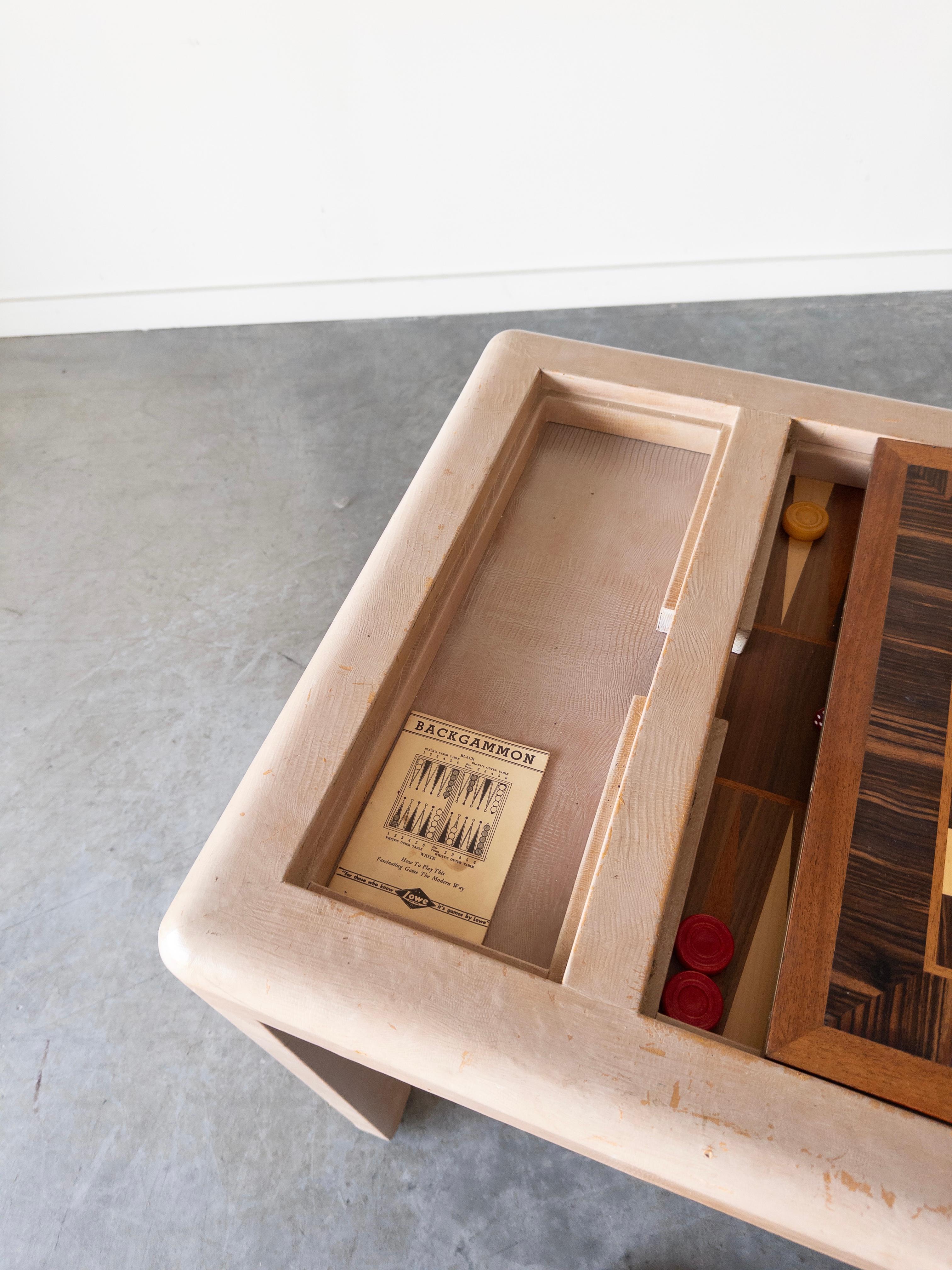 Late 20th Century Karl Springer Game Table in Wrapped Lizard Skin, 1970s