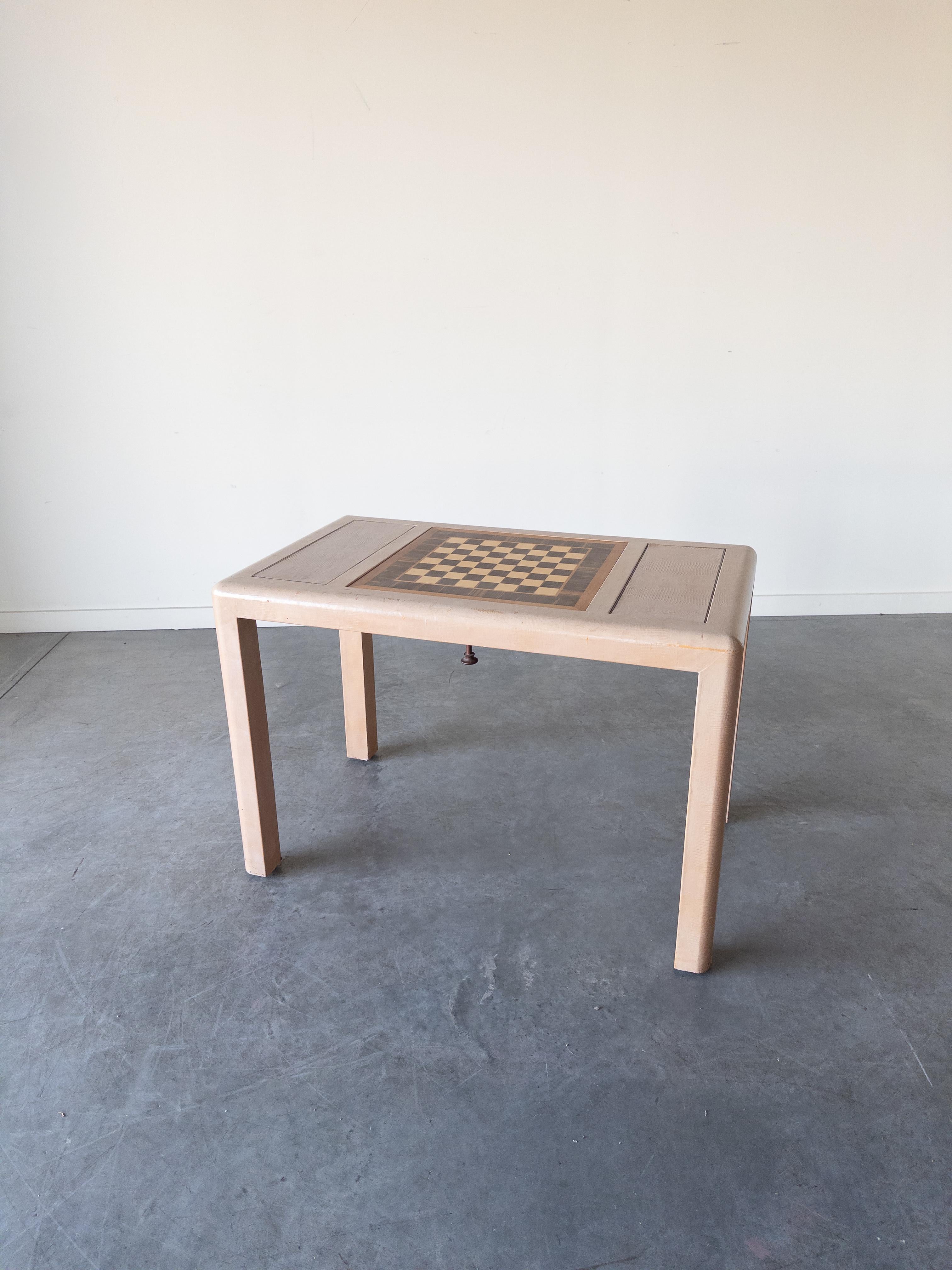 Karl Springer Game Table in Wrapped Lizard Skin, 1970s 2