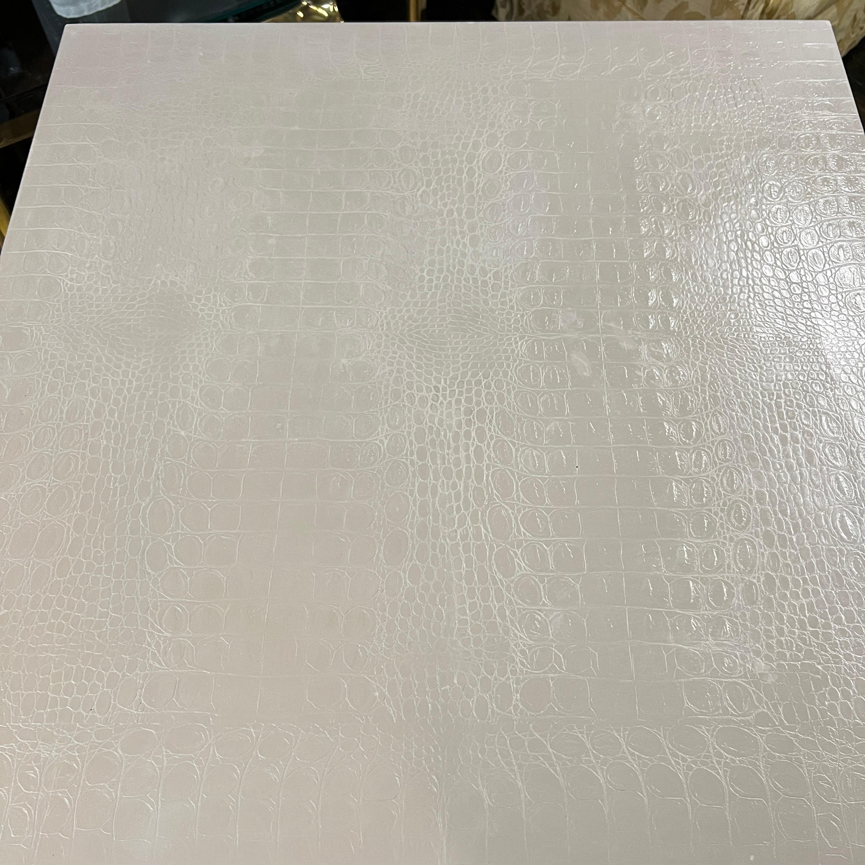 Karl Springer Game Table Wrapped in an Ivory Crocodile Embossed Leather 7