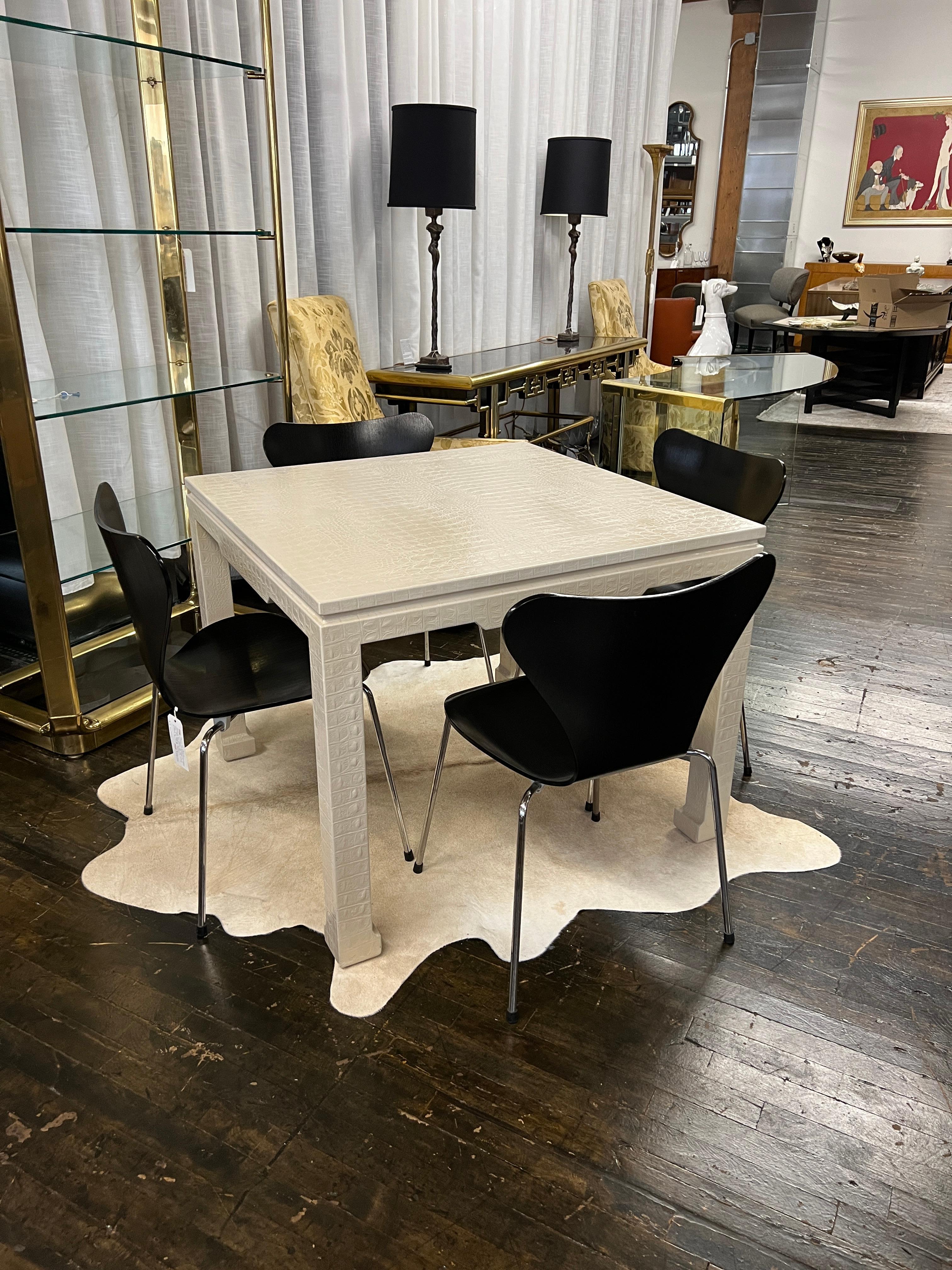Karl Springer Game Table Wrapped in an Ivory Crocodile Embossed Leather 8