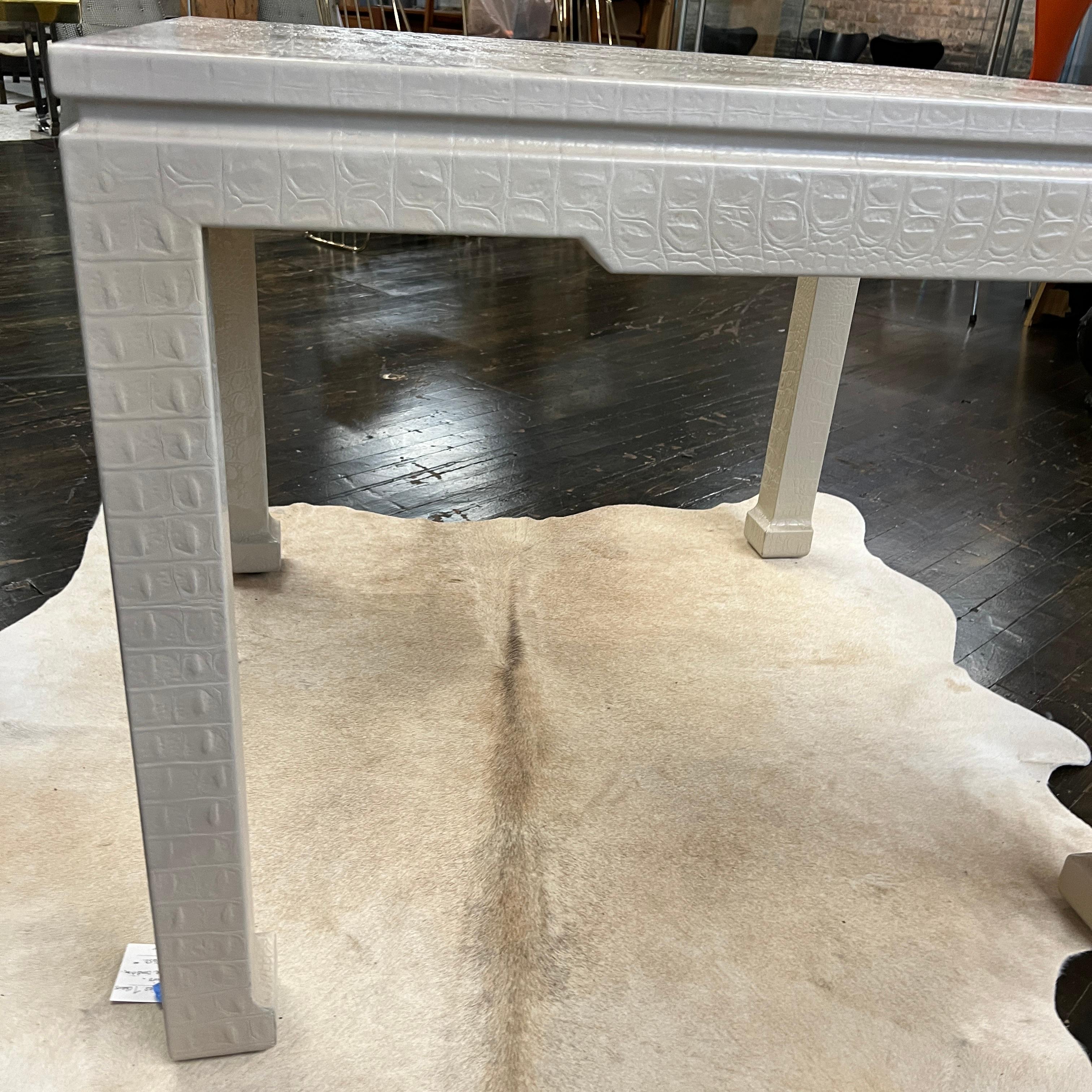 Karl Springer Game Table Wrapped in an Ivory Crocodile Embossed Leather 3