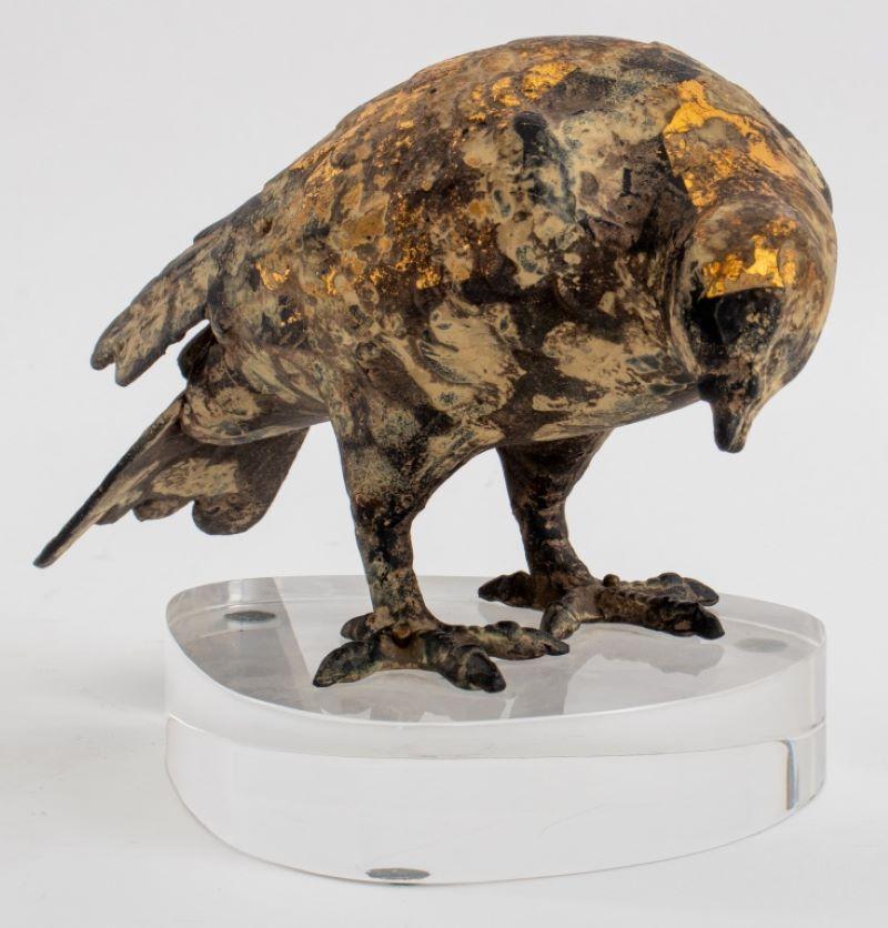 Mid-Century Modern Karl Springer Giltmetal Bird on Lucite Stand