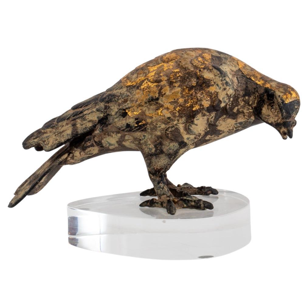 Karl Springer Giltmetal Bird on Lucite Stand