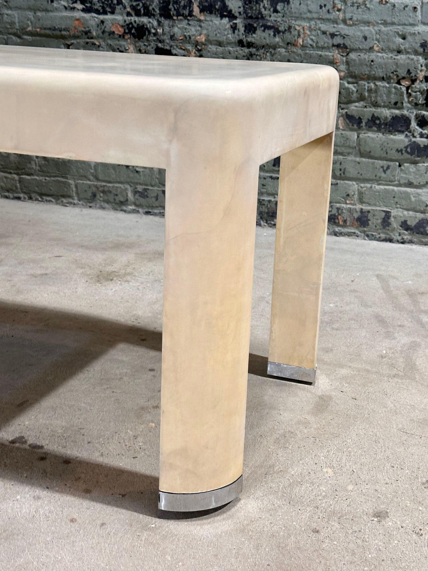 Table basse en peau de chèvre Karl Springer, 1977 en vente 1