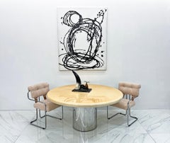 Karl Springer Goatskin Dining Table With Custom Chrome Drum Base