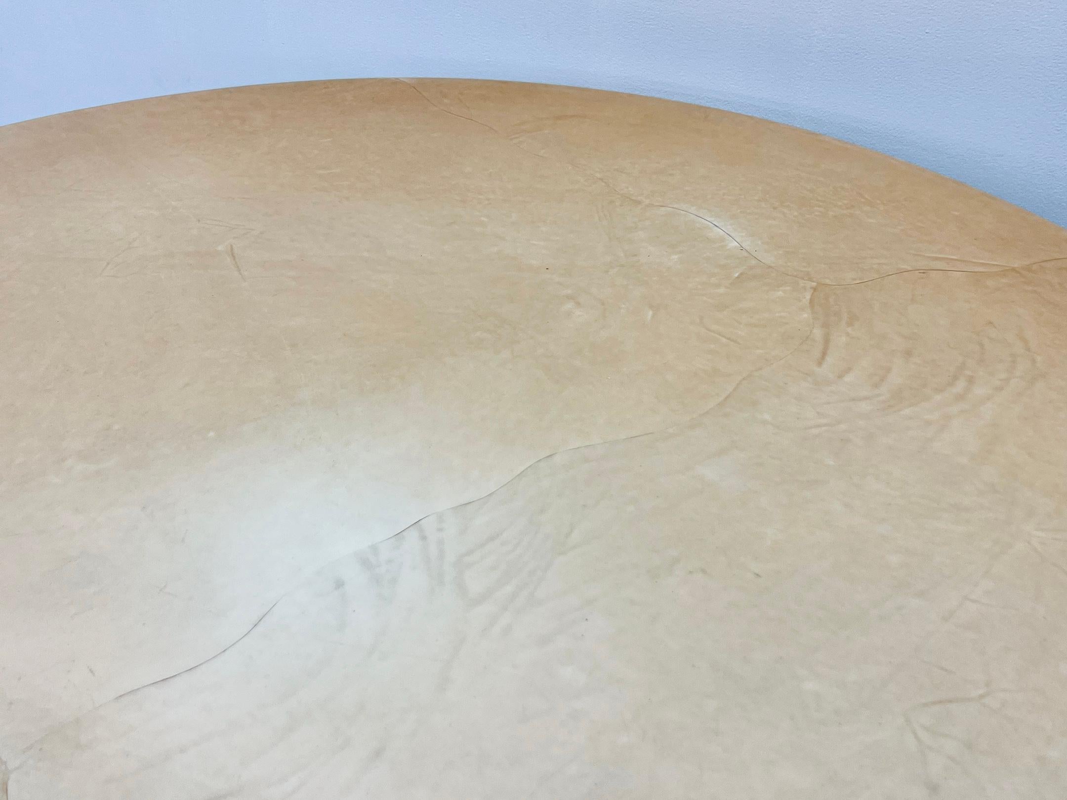 Late 20th Century Karl Springer Goatskin Dining Table With Custom Chrome Drum Base For Sale