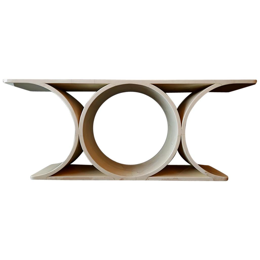 Karl Springer Goatskin "JMF" Double Sided Console Table
