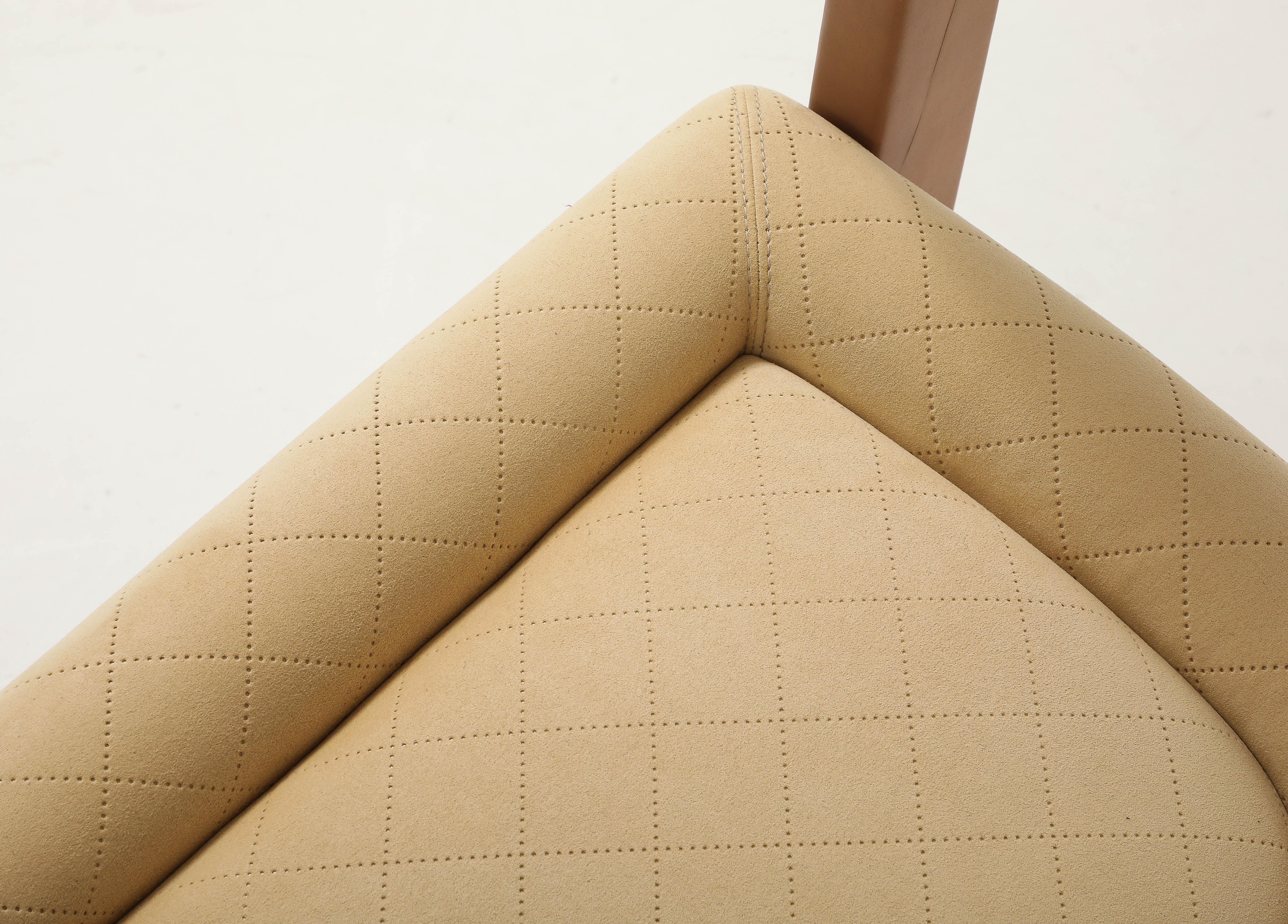 Pelle di capra Karl Springer Sedie Onassis in pelle di capra con rivestimento in &New Ultrasuede Set Di 4 in vendita