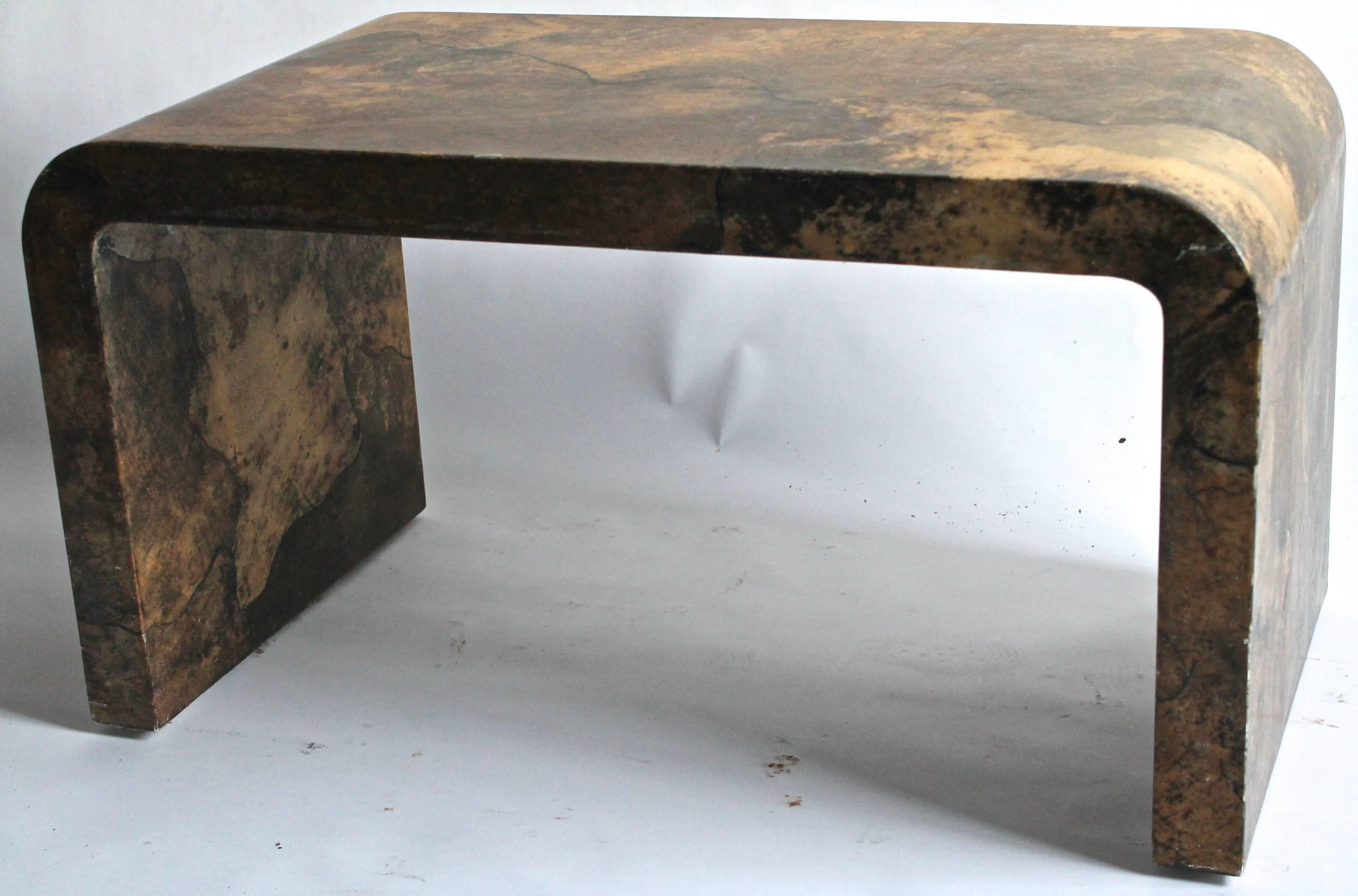American Karl Springer Goatskin Parchment Waterfall Table 'Authenticated'