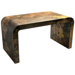 Karl Springer Goatskin Parchment Waterfall Table 'Authenticated'