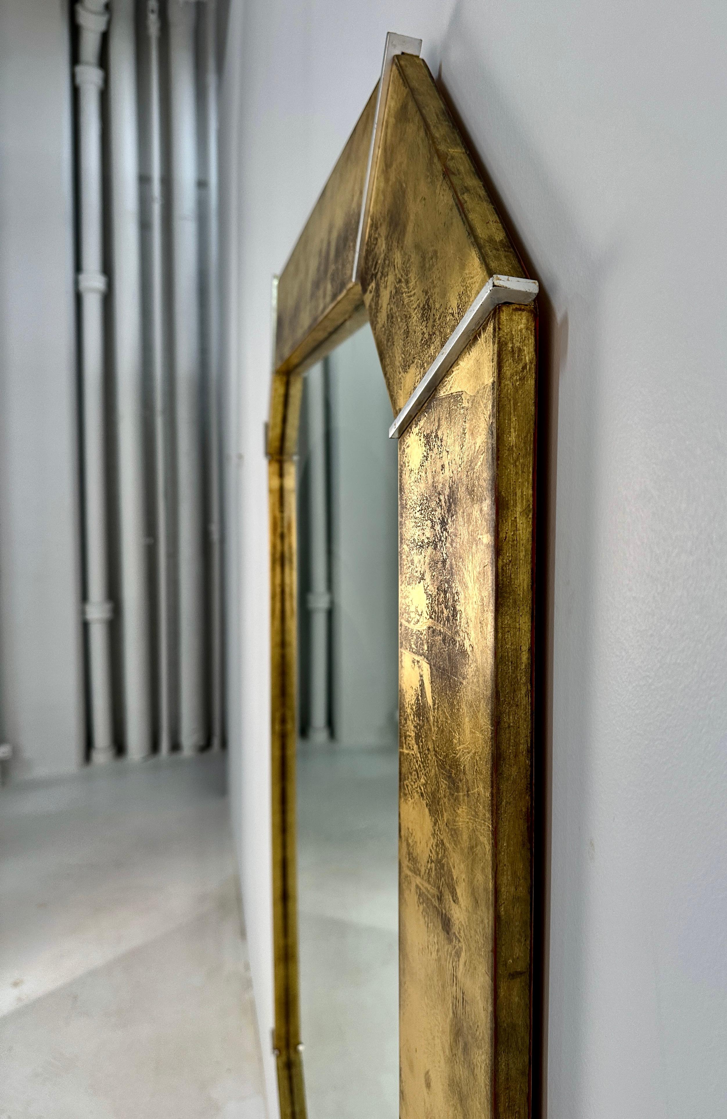 Mid-Century Modern Karl Springer Gold FInish Octagonal Mirror, USA c 1980s For Sale