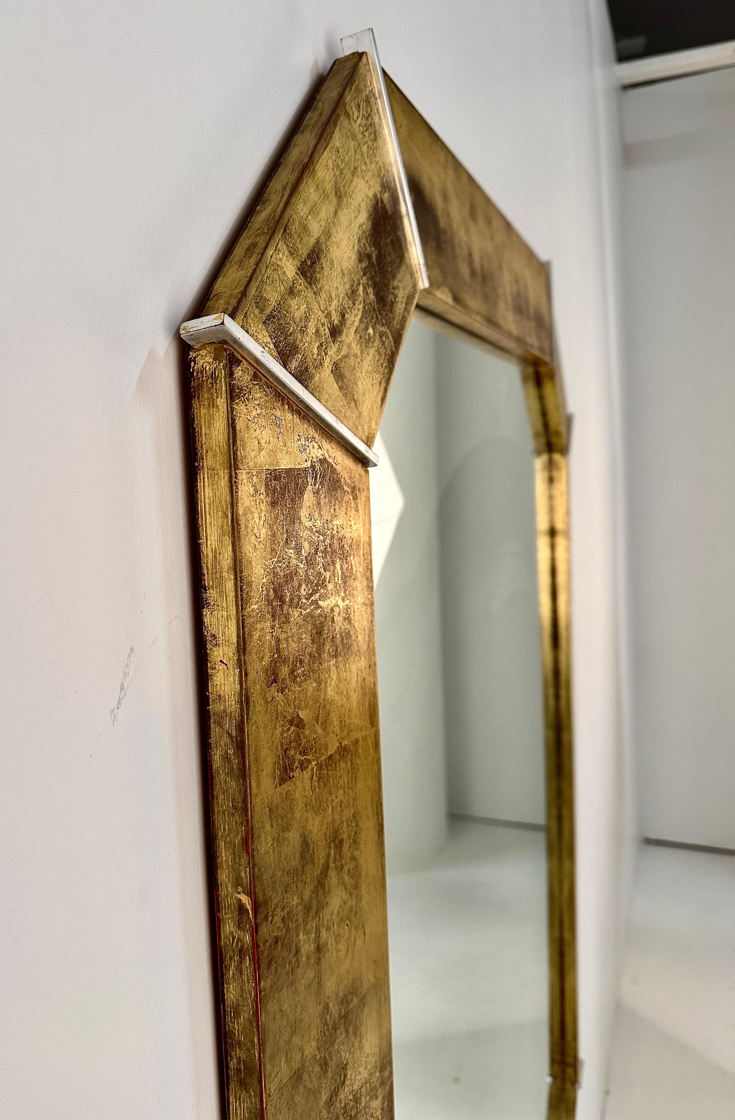 Late 20th Century Karl Springer Gold FInish Octagonal Mirror, USA c 1980s For Sale