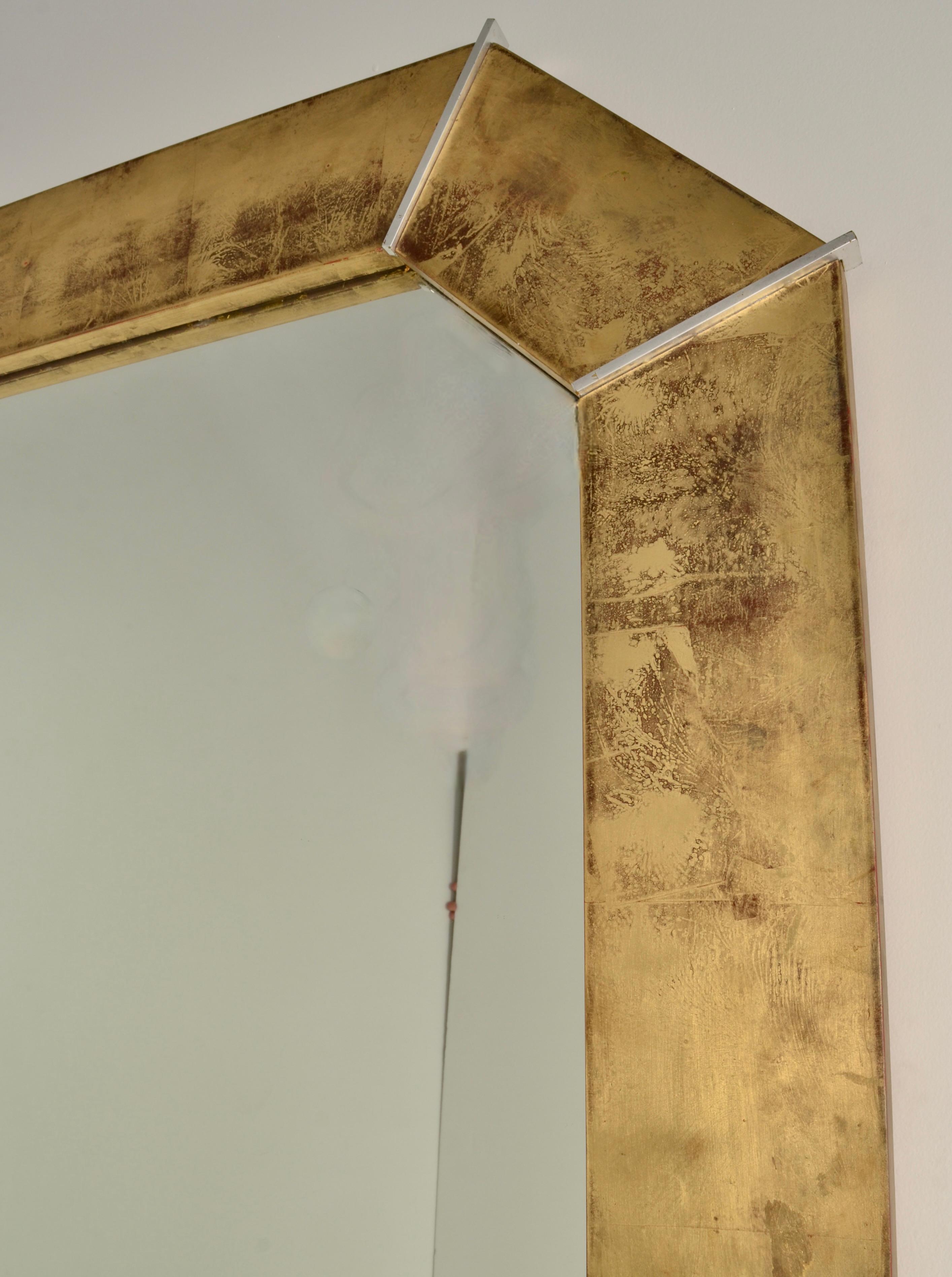 Karl Springer Gold FInish Octagonal Mirror, USA c 1980s For Sale 1