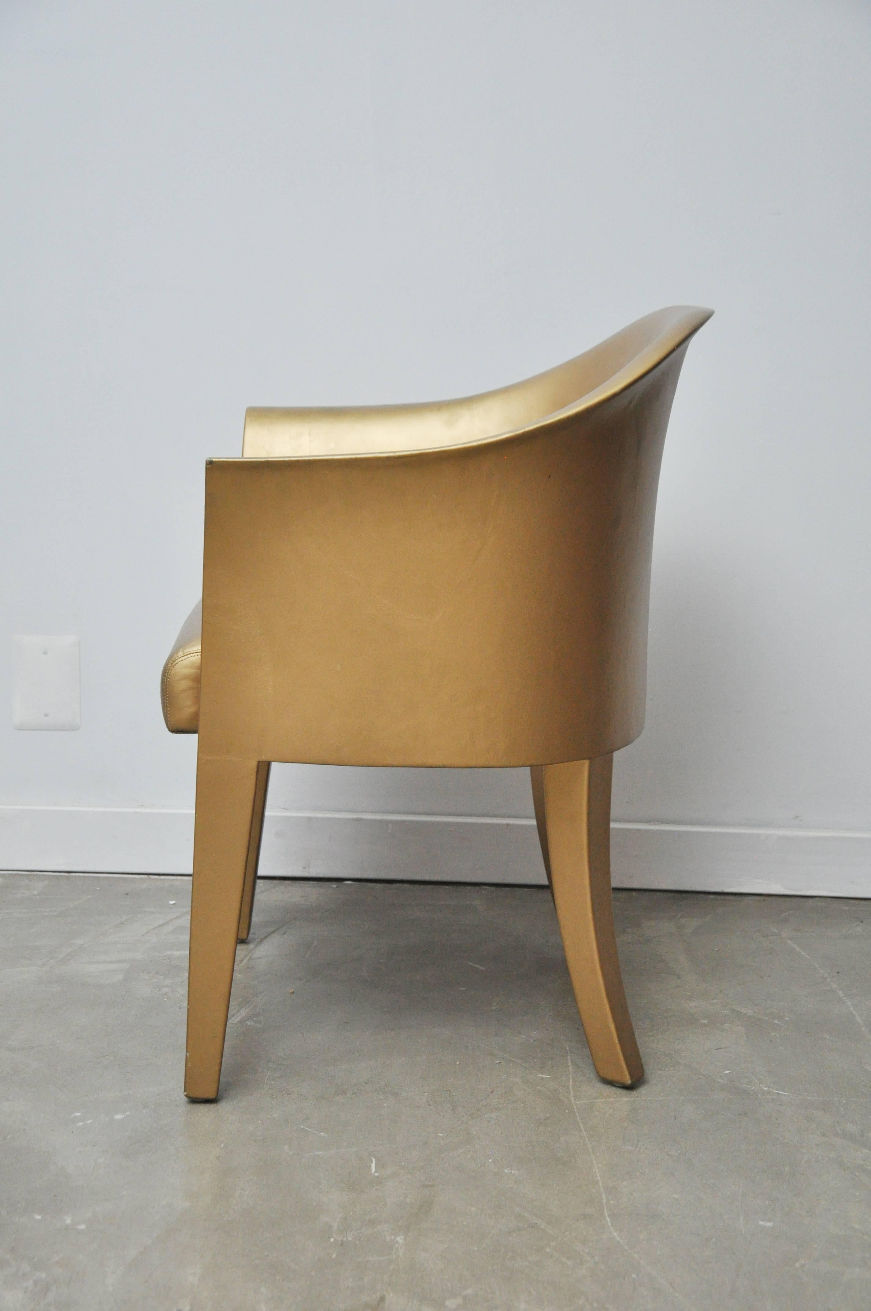 American Karl Springer Gold Leather Armchair