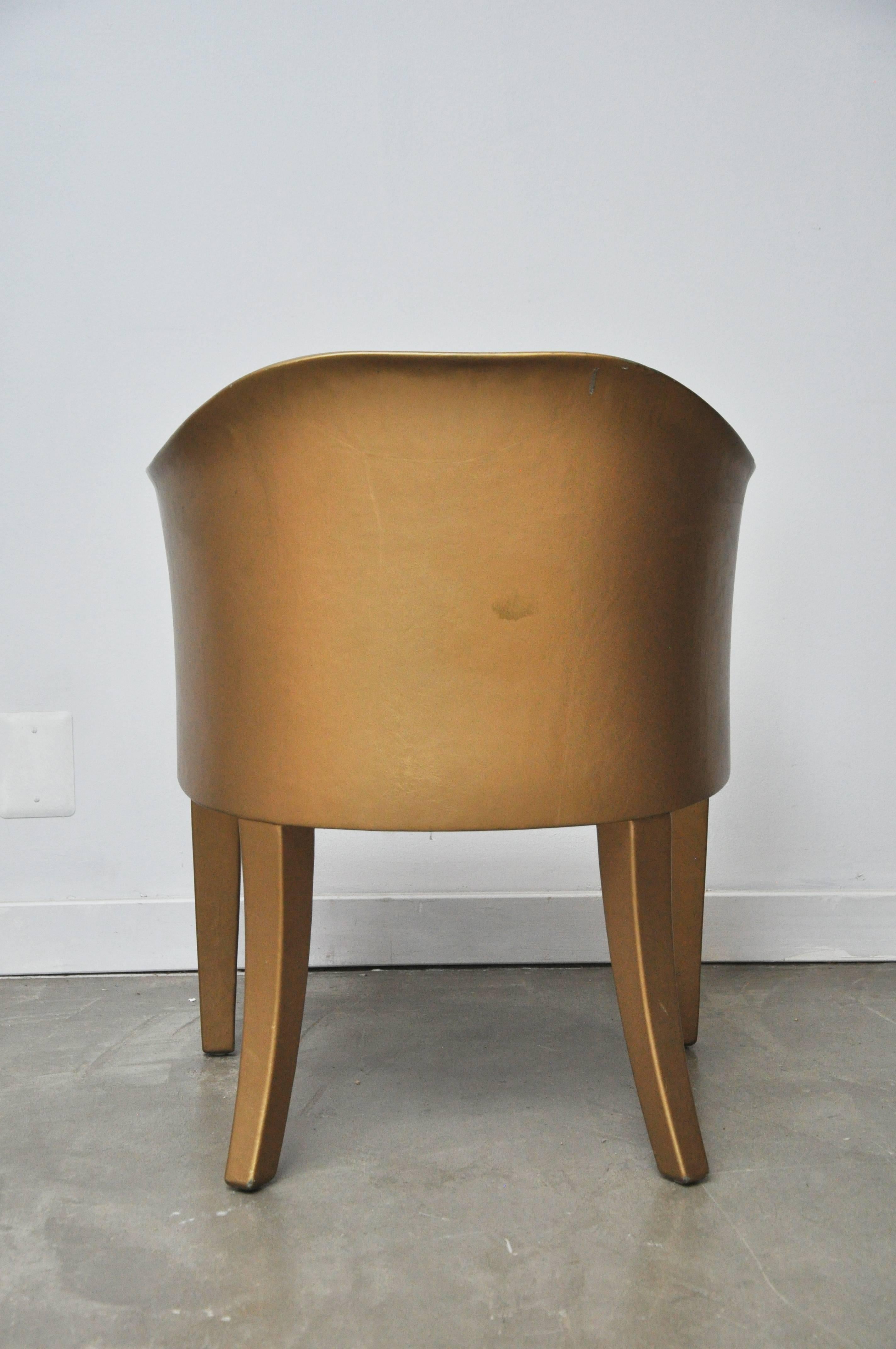 Karl Springer Gold Leather Armchair In Good Condition In Chicago, IL