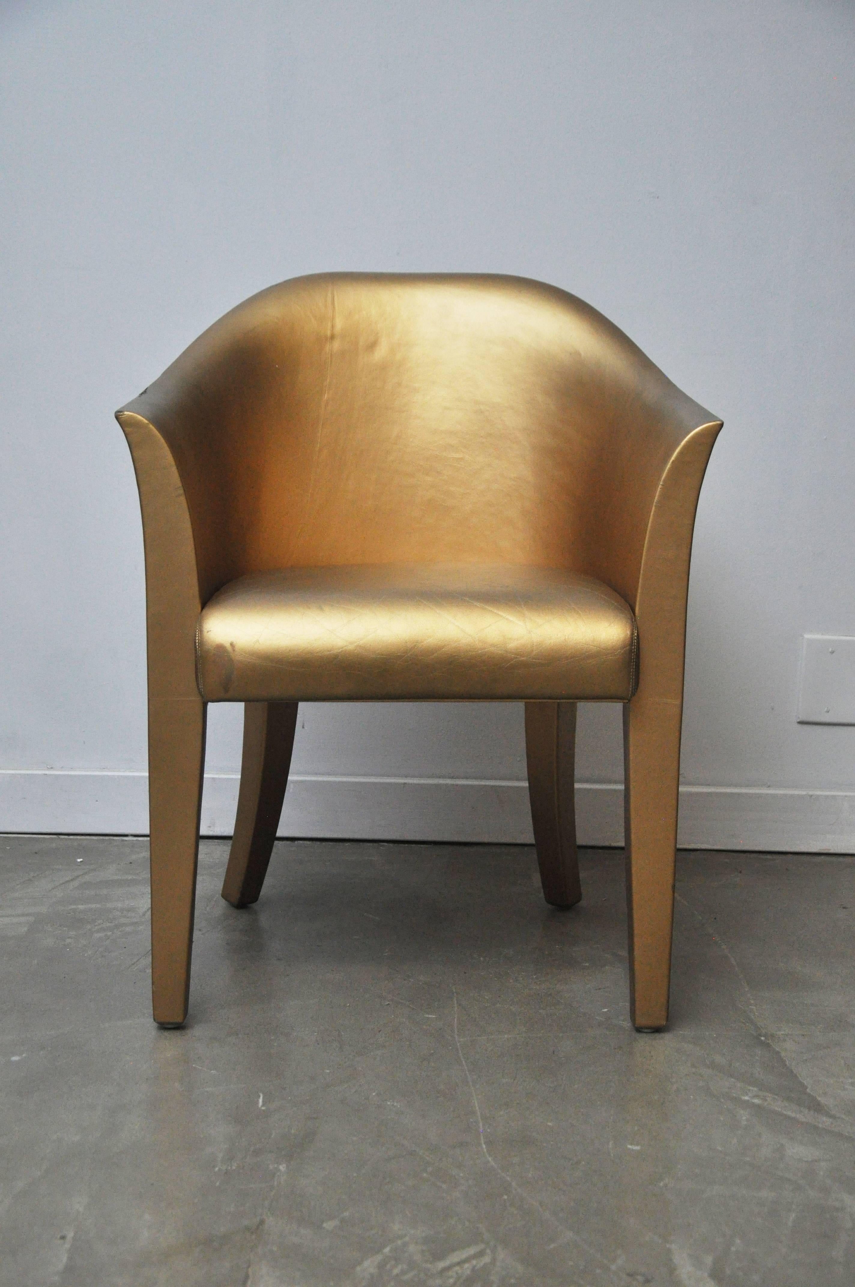 Karl Springer Gold Leather Armchair 1
