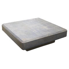 Karl Springer Grasscloth Square Plinth Coffee Table