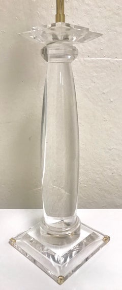 Karl Springer Greek Column Lucite Table Lamp