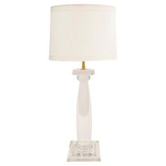 Karl Springer "Greek Column Table Lamp" in Solid Lucite, 1980s