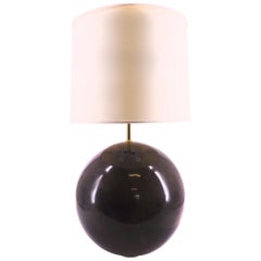Lampe de bureau boule en peau de chèvre grise Karl Springer
