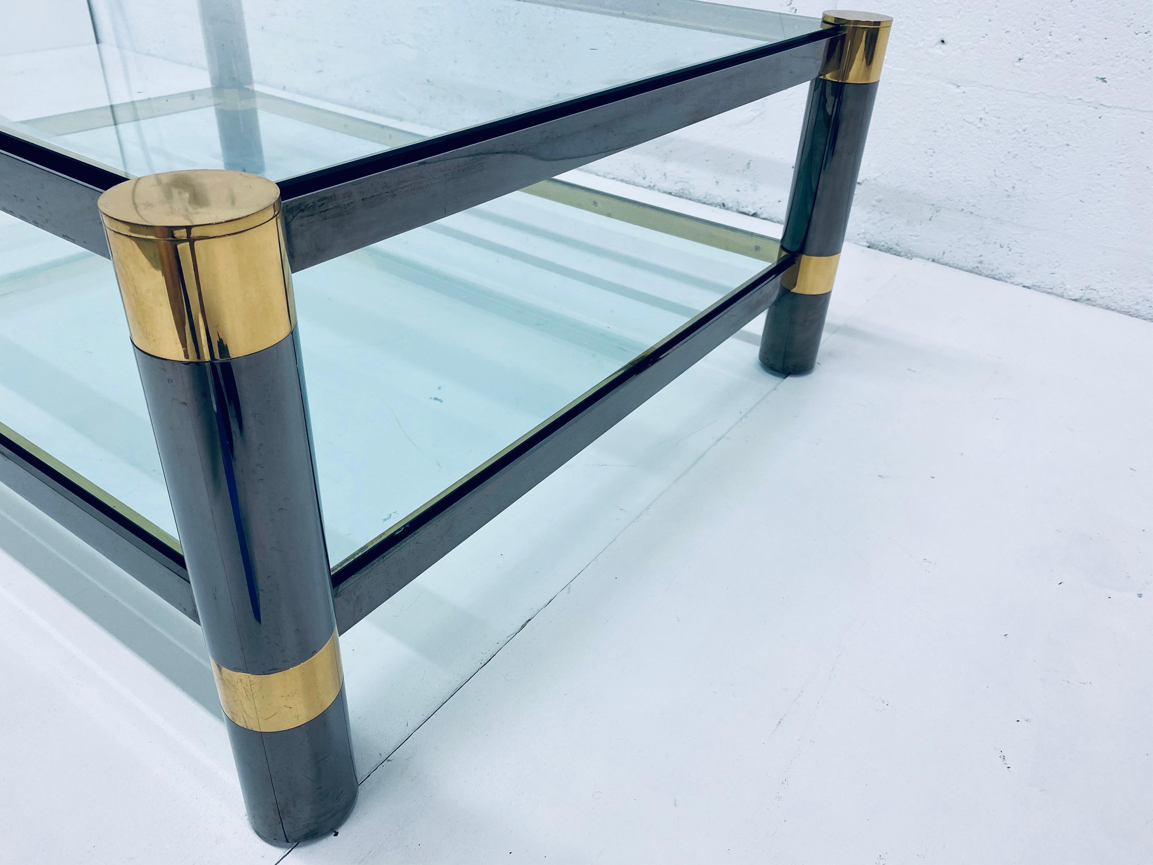 Karl Springer Gunmetal and Brass Coffee Table, Signed 6