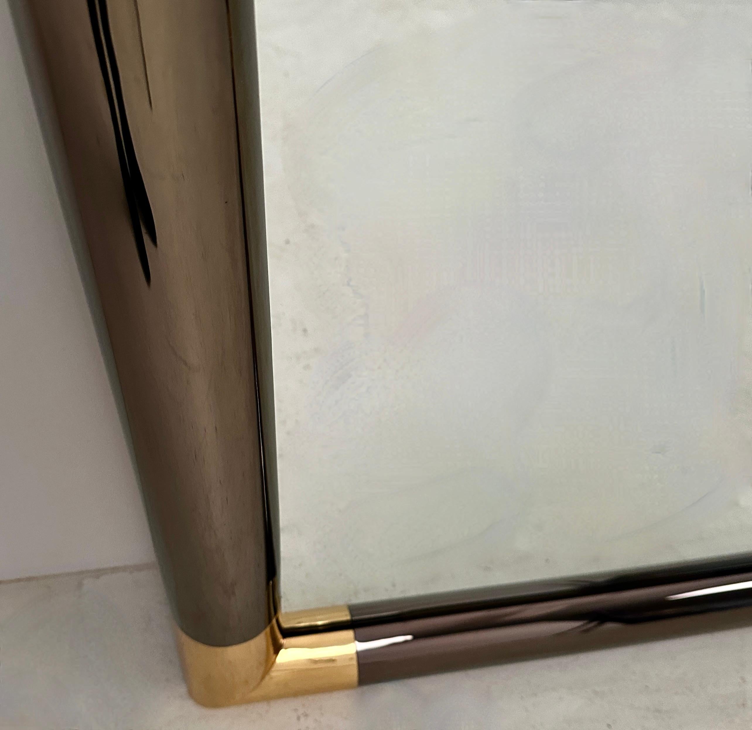 Karl Springer Gunmetal and Gold Mirror, USA c 1980s In Excellent Condition For Sale In Norwalk, CT