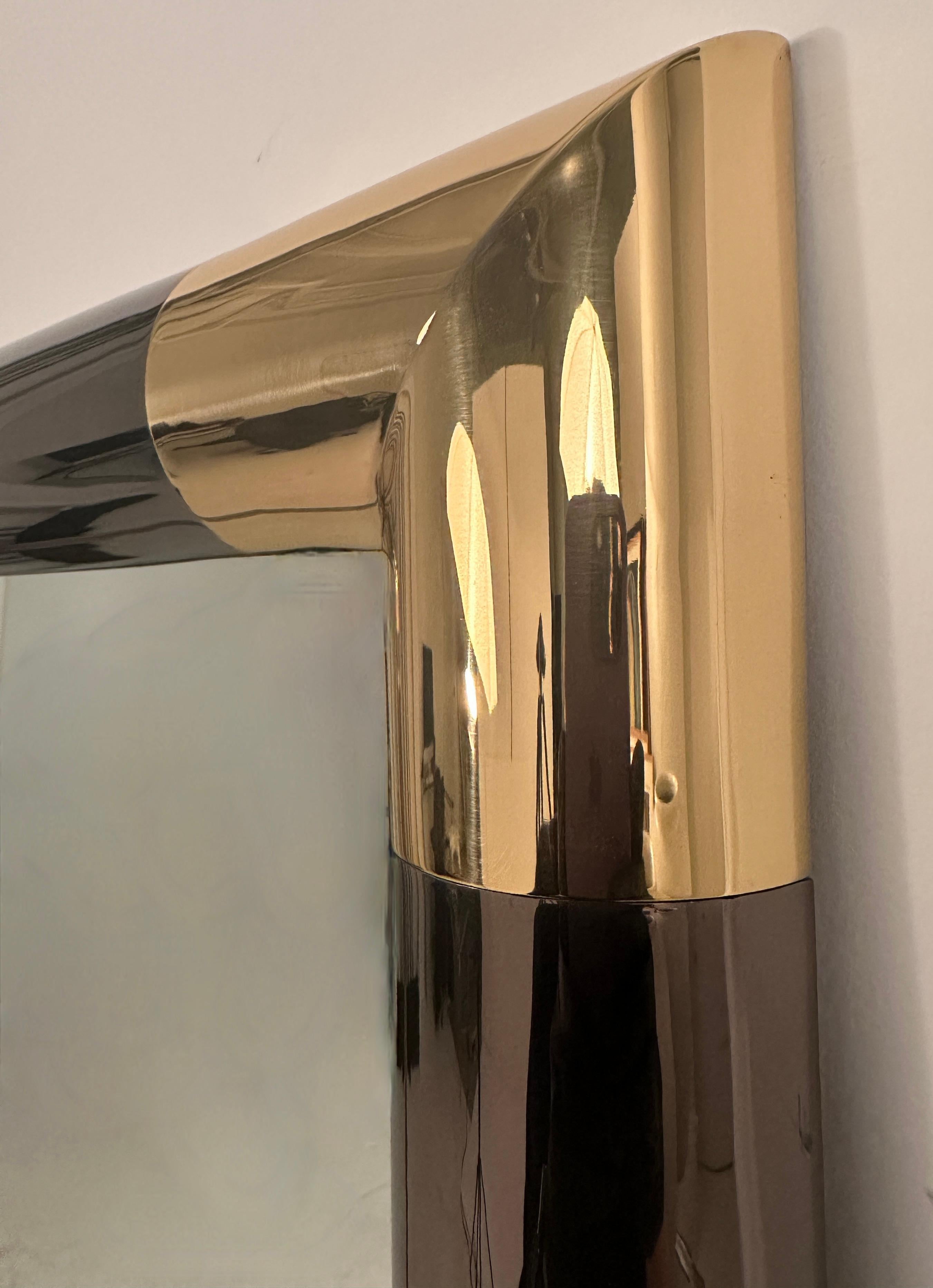 Late 20th Century Karl Springer Gunmetal and Gold Mirror, USA c 1980s For Sale