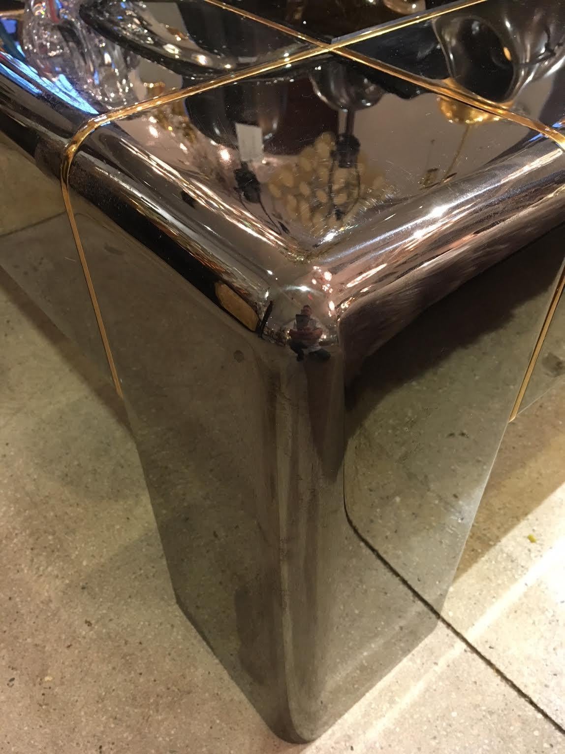 Modern Karl Springer Gunmetal, Brass Coffee Table For Sale