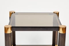 Karl Springer Gunmetal Brass, Glass End Table