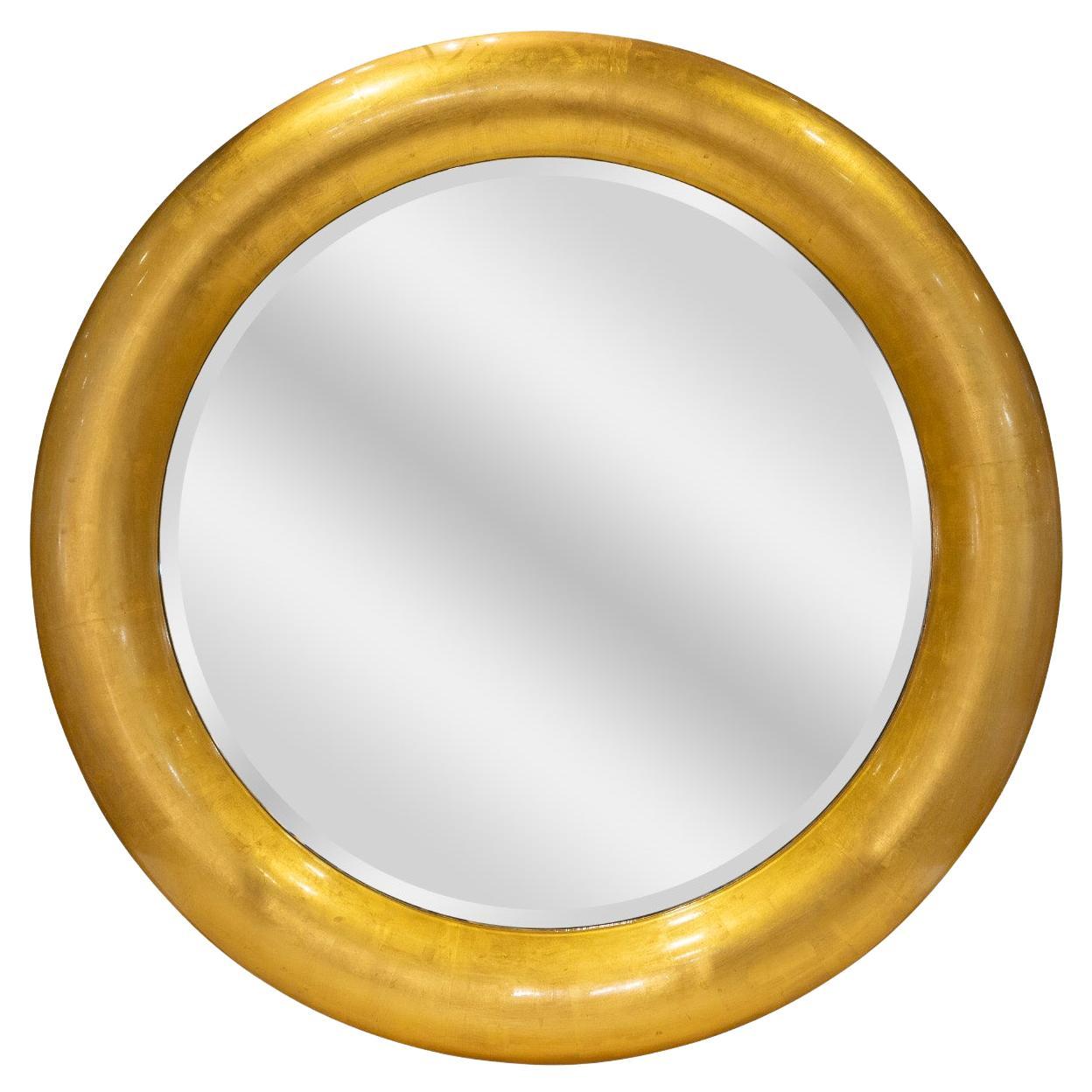 Karl Springer "Half Round Molding Mirror" in Lacquered Gold Leaf 1980s For Sale