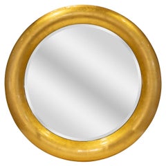 Karl Springer - Miroir moulé demi-rond en feuille d'or laquée, années 1980