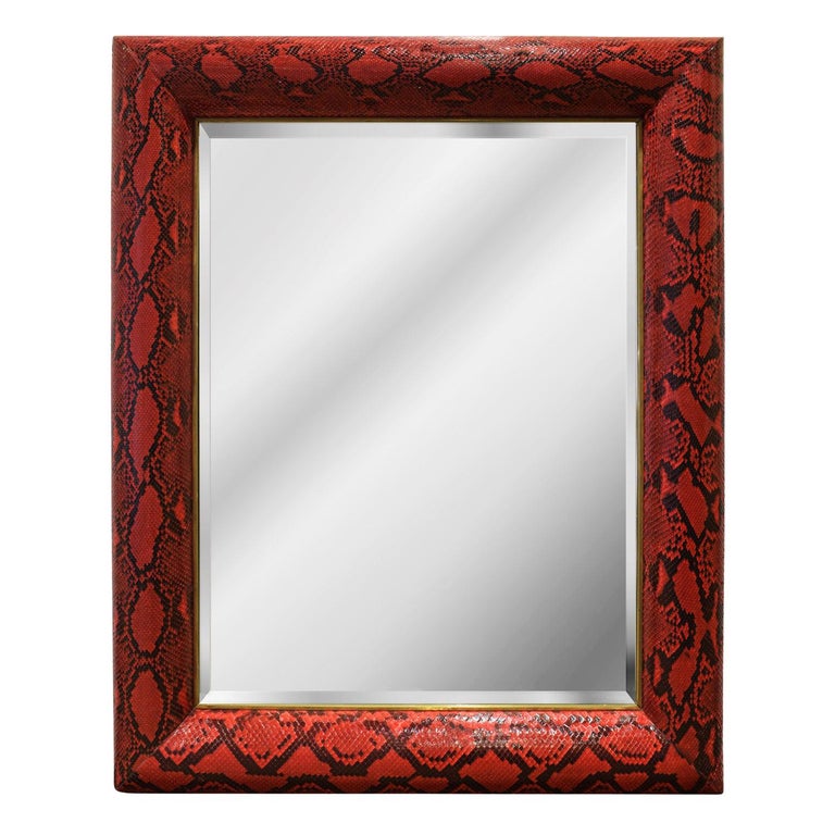 Karl Springer mirror in red python, 1980s