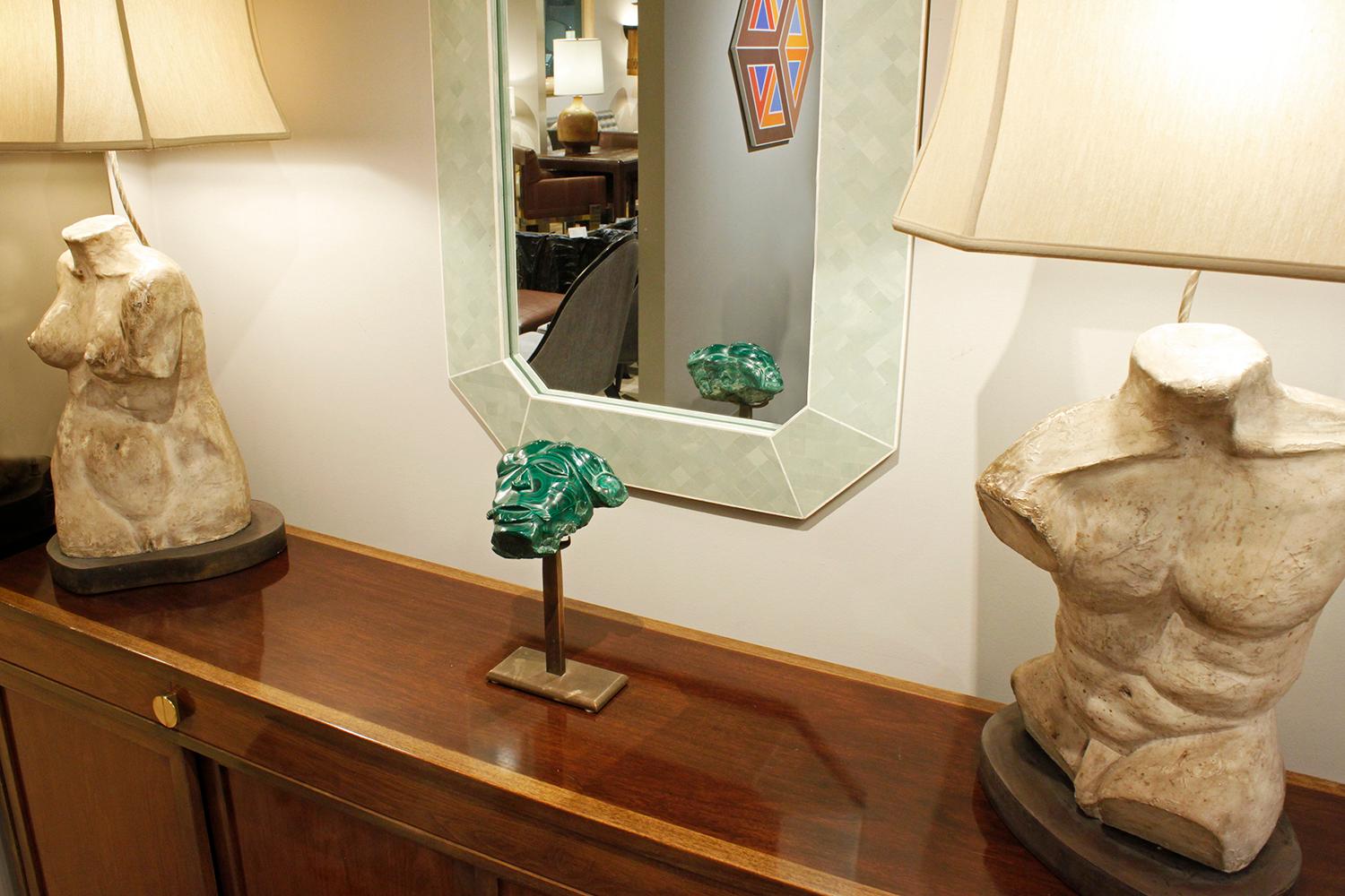 Late 20th Century Karl Springer Hand-Carved Malachite Head, 1970s