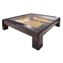 Karl Springer "Heavy Parsons Style Coffee Table" in Penshell, 1980s 'Signed'