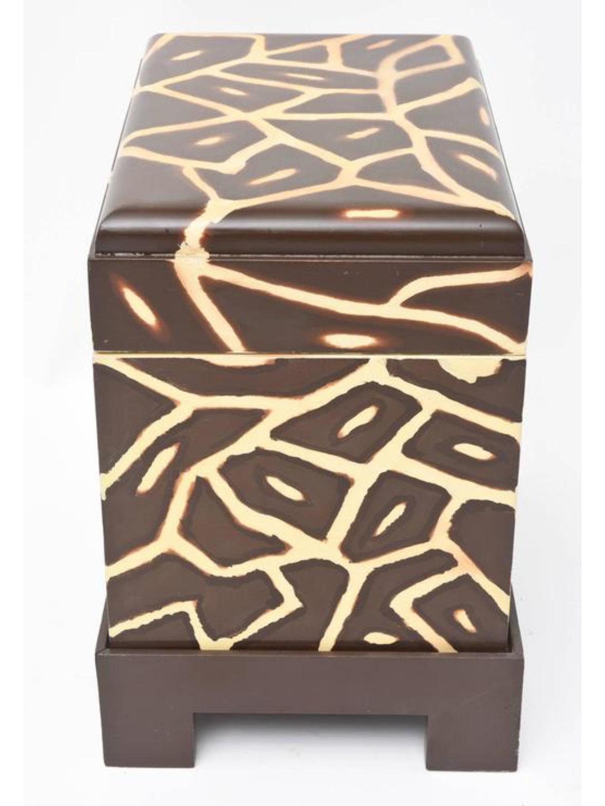Mid-Century Modern Karl Springer Hinged Lid Kyoto Box / Side Table For Sale
