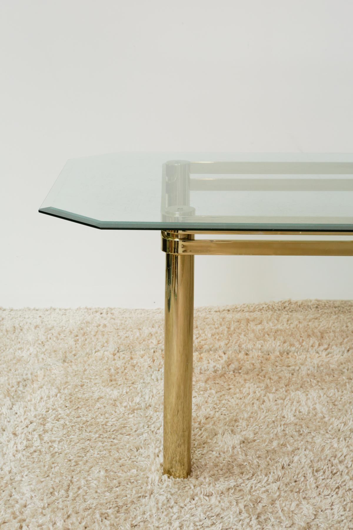 20th Century Karl Springer Hollywood Regency Style Brass and Glass Dining Table For Sale