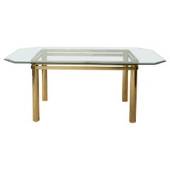 Karl Springer Hollywood Regency Style Brass and Glass Dining Table