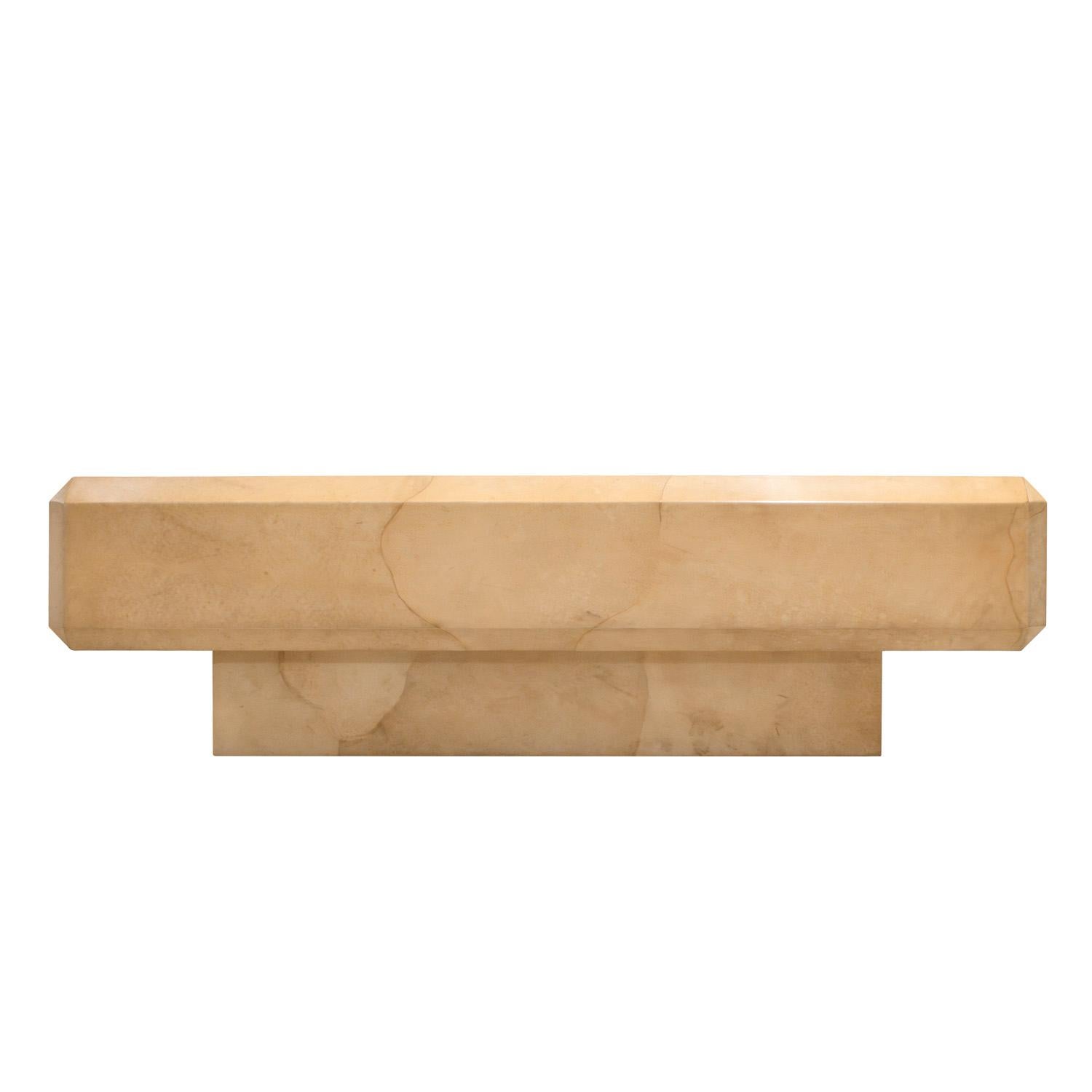 Modern Karl Springer Impressive Coffee Table in Lacquered Goatskin 1980s (Signed) For Sale
