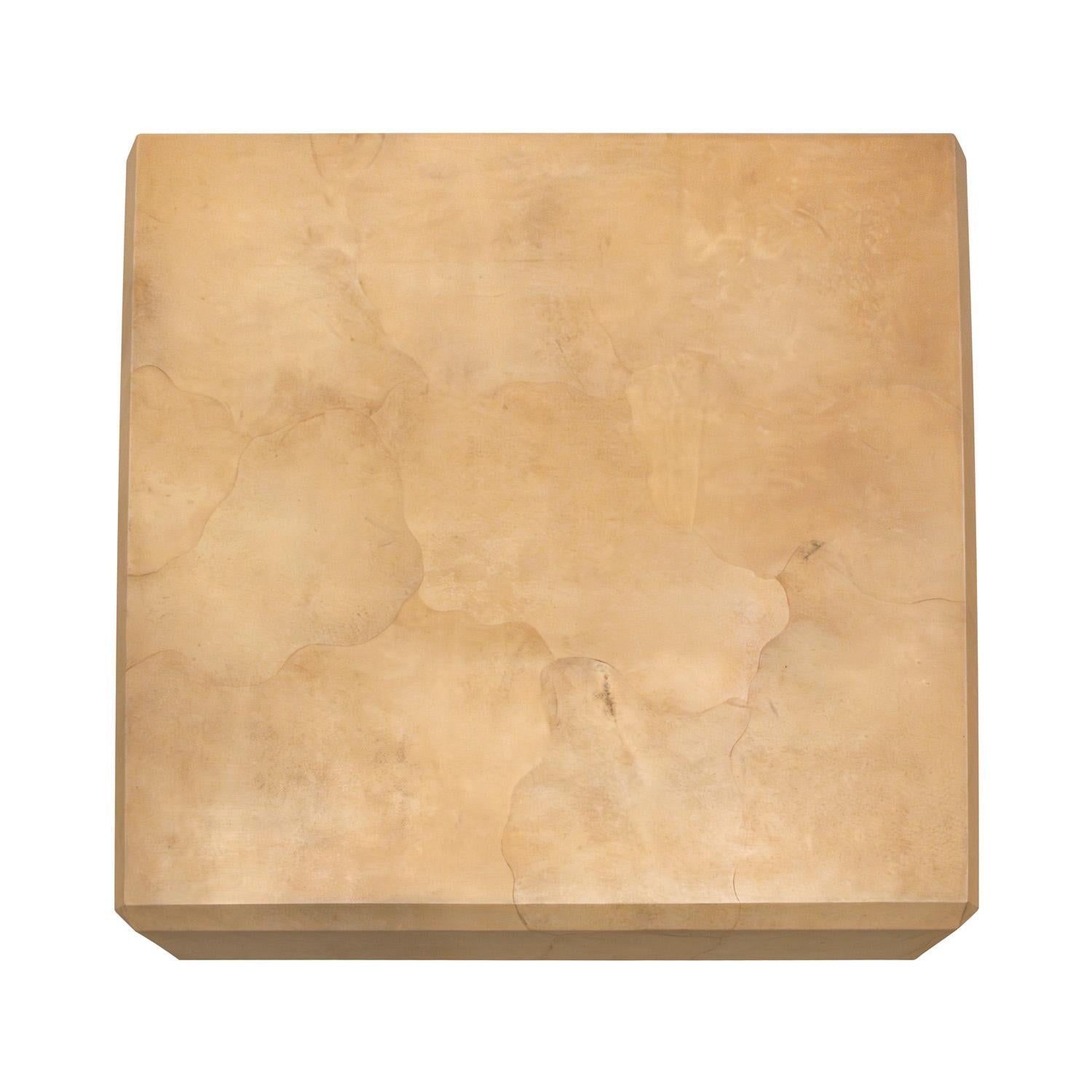 American Karl Springer Impressive Coffee Table in Lacquered Goatskin 1980s (Signed) For Sale