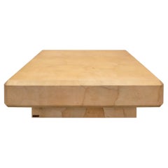 Karl Springer Beeindruckender Couchtisch aus lackiertem Ziegenleder 1980er Jahre (Signiert)