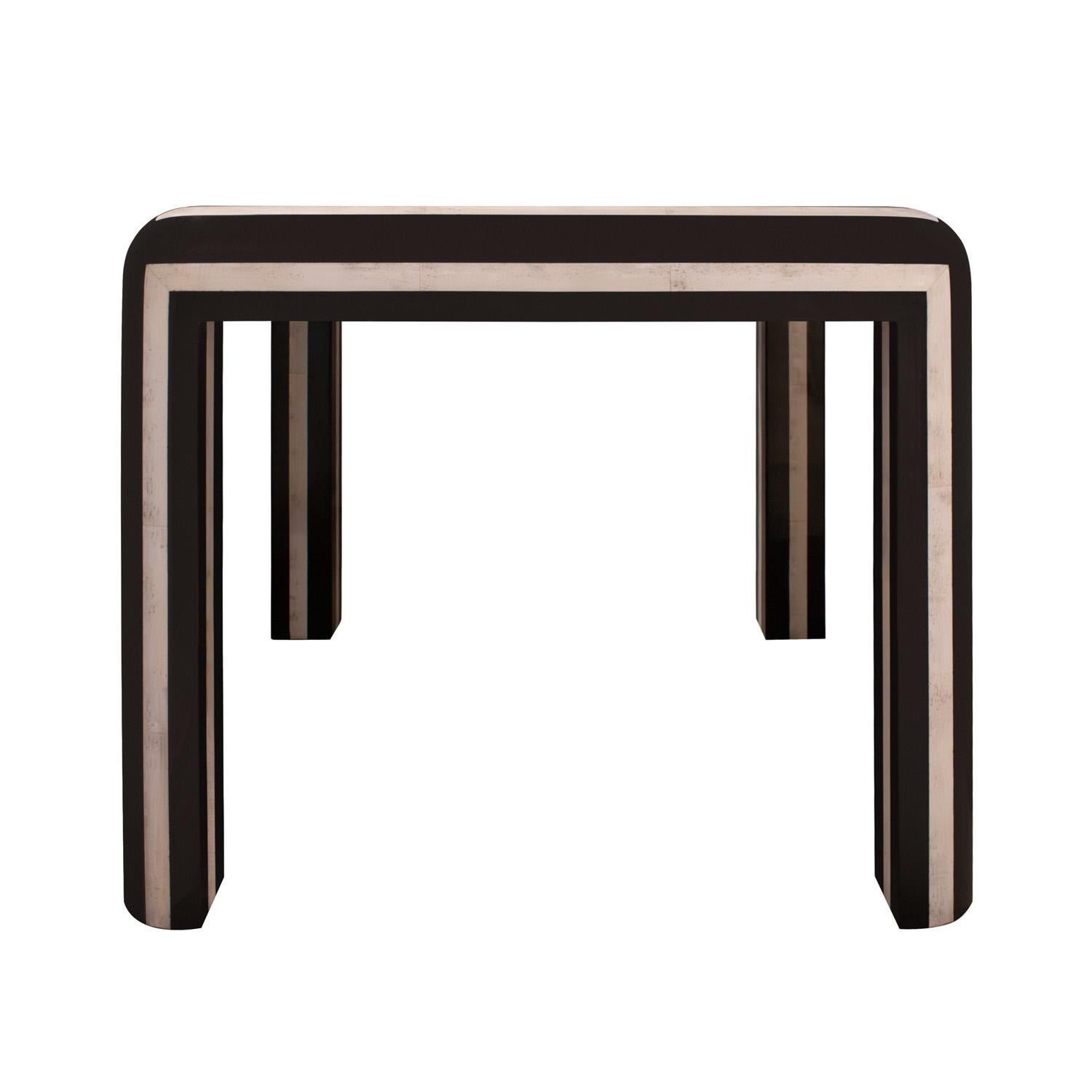 Modern Karl Springer Impressive Game Table in Black Lacquer with Bone Inlays 1980s For Sale