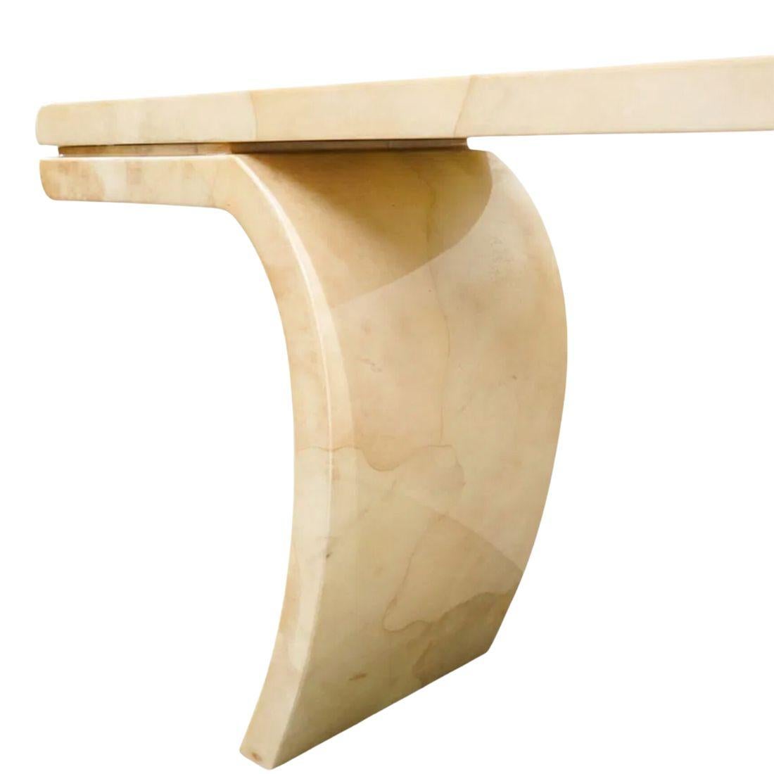 Mid-Century Modern Karl Springer Inspired Goatskin Console Table With Flared Legs