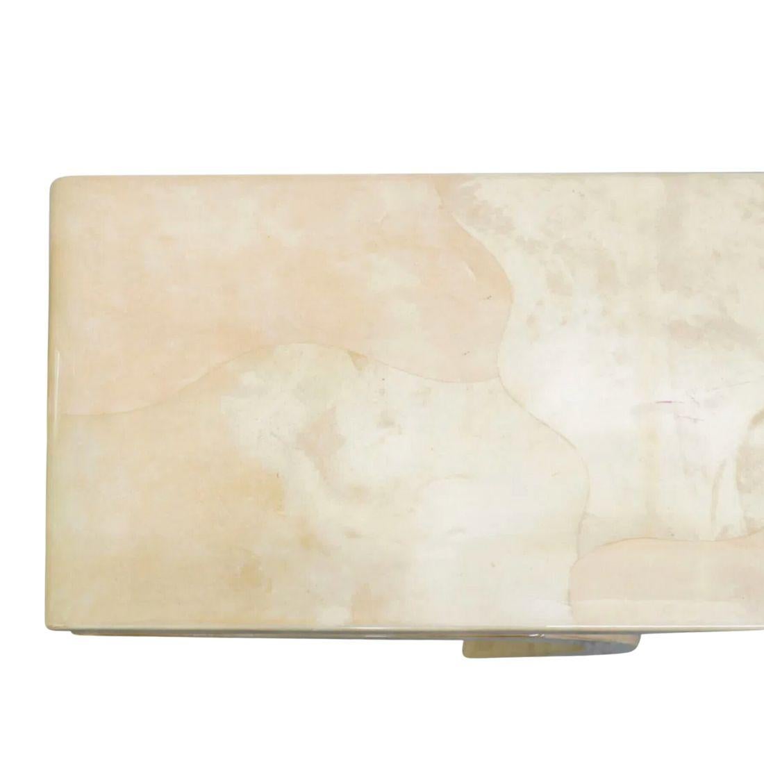 Karl Springer Inspired Goatskin Console Table With Flared Legs In Good Condition In Locust Valley, NY