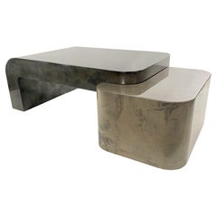 Karl Springer Interlocking Parchment / Goatskin "Atlas" Low / Coffee Table