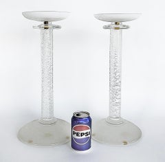 Karl Springer Italian Seguso Silver Infused Candlesticks, 1980s, a Pair