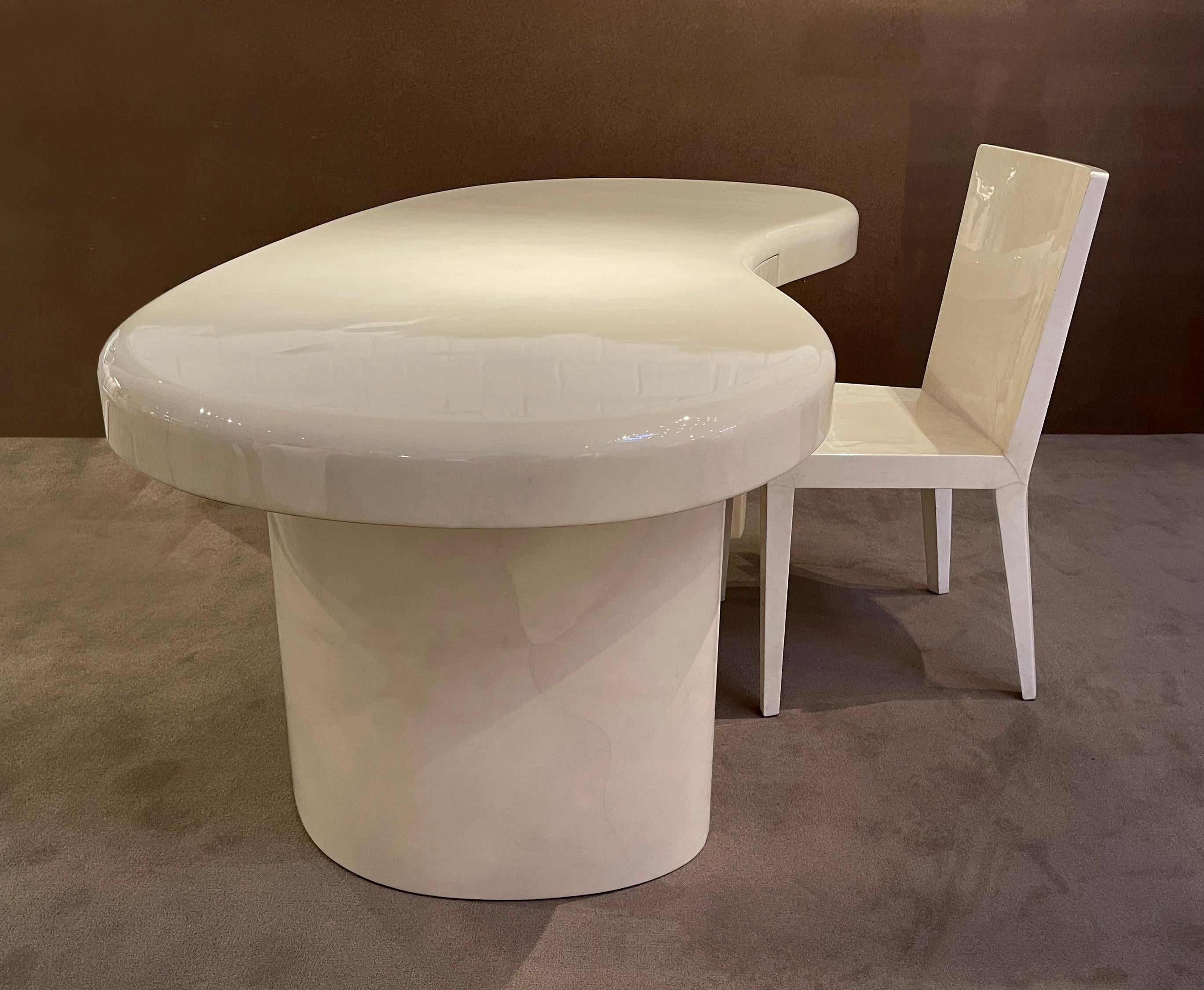 Modern Karl Springer Ivory Goatskin Freeform Desk