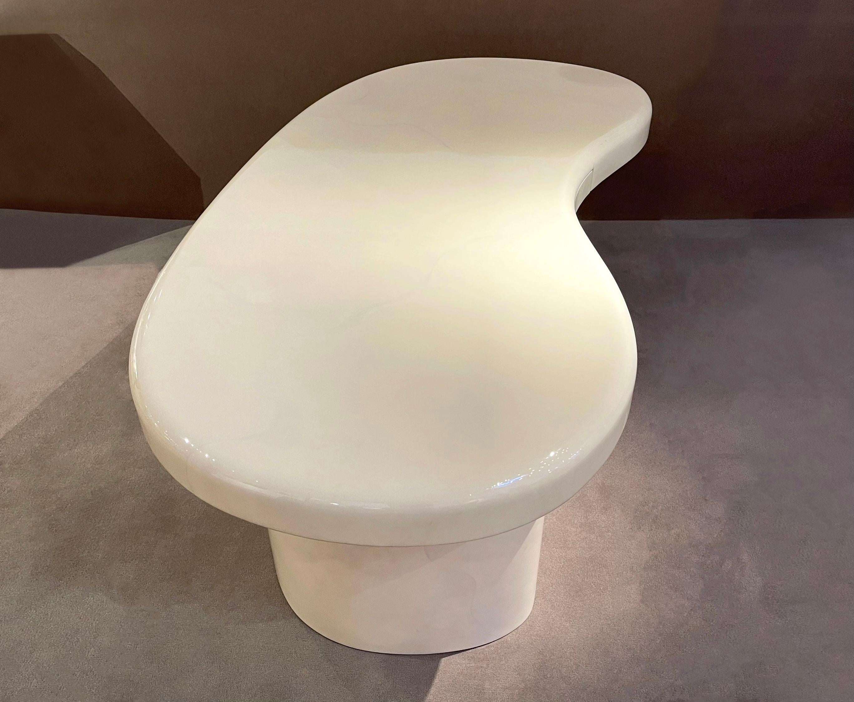 Hand-Crafted Karl Springer Ivory Goatskin Freeform Desk